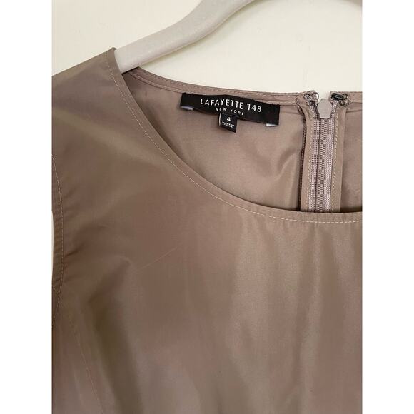 Lafayette 148 New York Tan Sleeveless Sheath Dress Size 4 - Picture 3 of 5